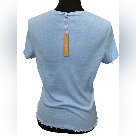 2013 New ~ SKIMS ~ Curvy Pointelle T-Shirt with Ruffle Edge Size XL LOGO ** - Picture 3 of 6